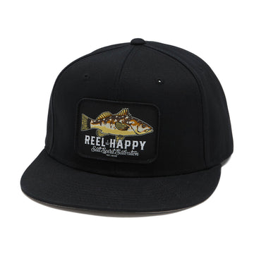 Reel Happy Calico Snapback Hat - Black