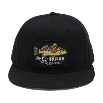Reel Happy Calico Snapback Hat - Black