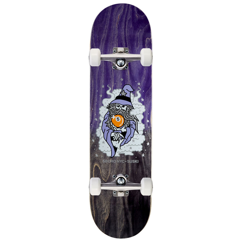5Boro Aaron Suski Wizard Skateboard Complete - Black/Purple - 8.50