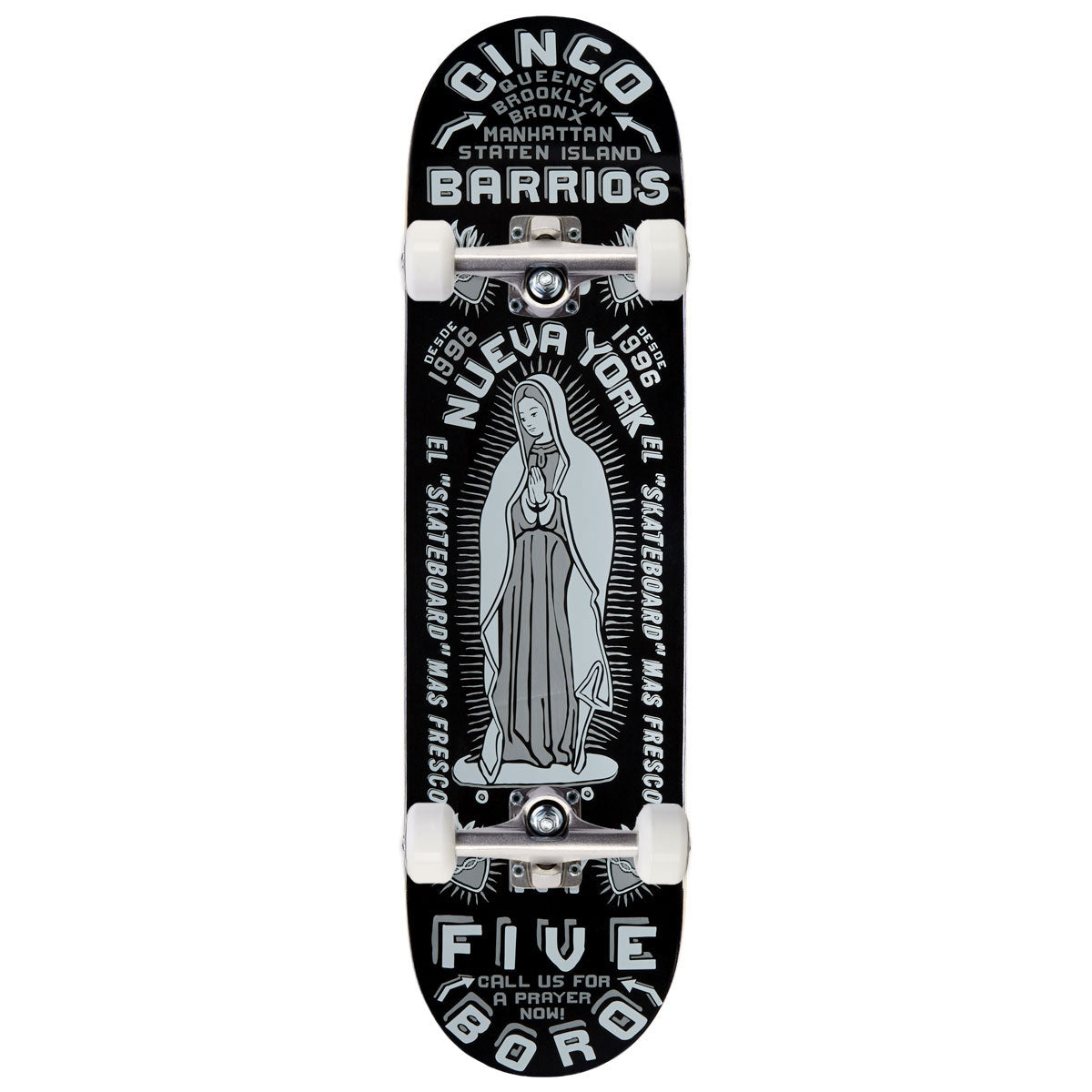 5Boro Cinco Barrios Skateboard Complete - Black - 8.25