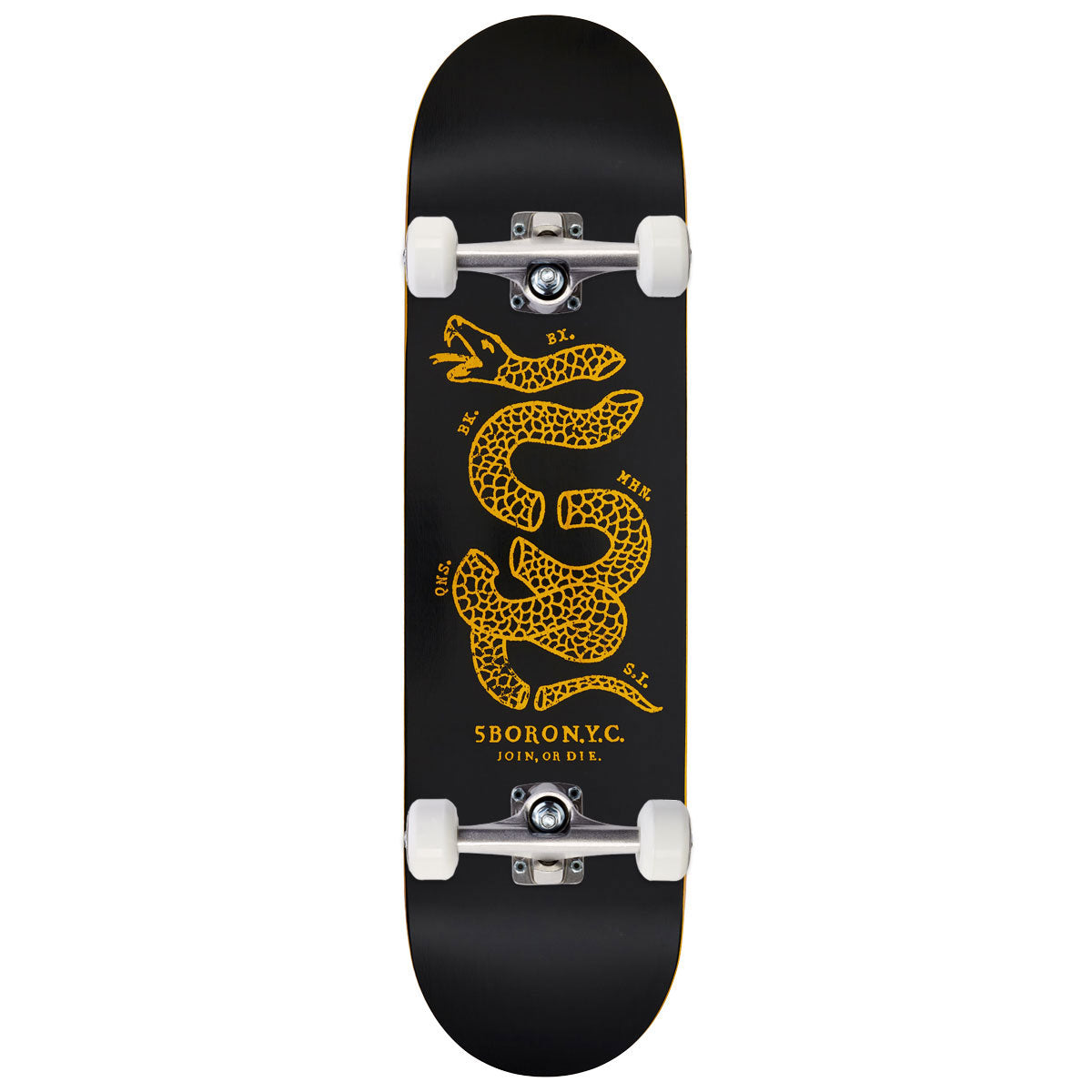 5Boro Join Or Die Snake Skateboard Complete - Black/Yellow Veneer - 8.50