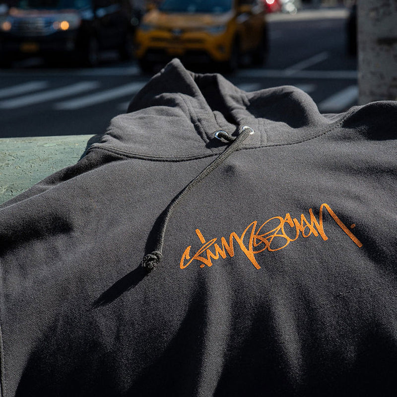 Timescan Script Logo Hoodie - Washed Black