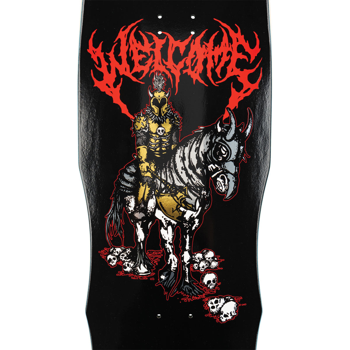 Welcome Rider On Dark Lord Skateboard Deck - Black/Gold Foil