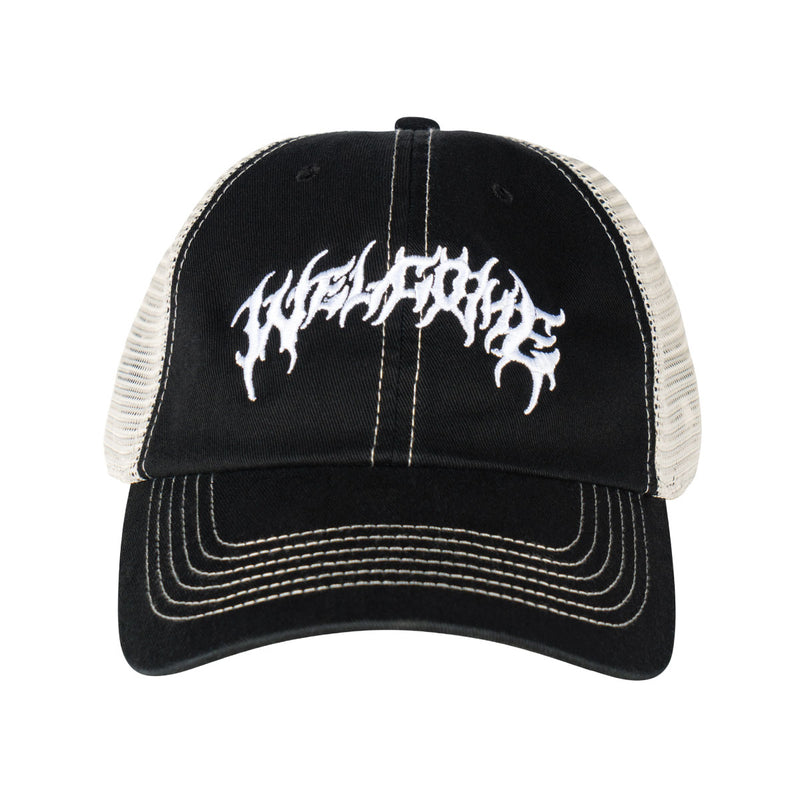 Welcome Barb Contrast Stitch Trucker Hat - Black