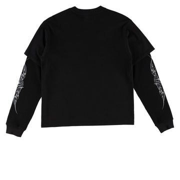 Welcome Caste Layered Long Sleeve Knit T-Shirt - Black/Grey