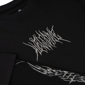Welcome Caste Layered Long Sleeve Knit T-Shirt - Black/Grey