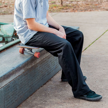 CCS Wide Leg Herringbone Pants - Black