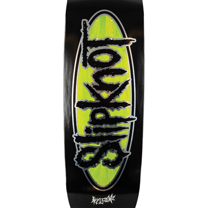 Welcome x Slipknot Oval Logo On Boline 2.0 Skateboard Deck - Black/Green Stain - 9.50