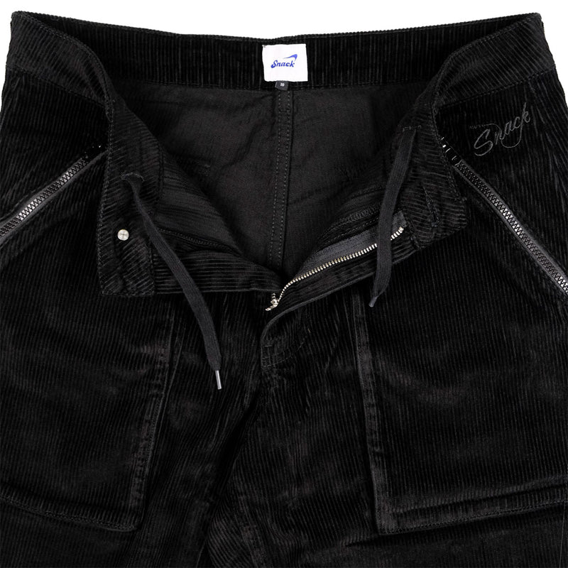 Snack Mic Check Corduroy Pants - Black