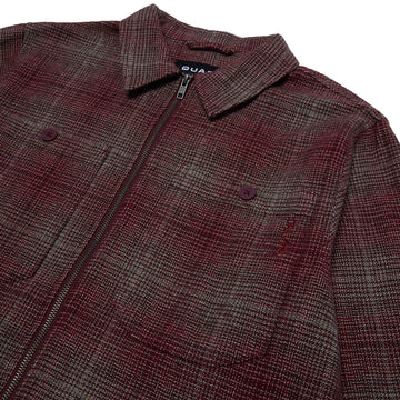 Quasi Grain Full Zip Shirt Jacket - Oxblood
