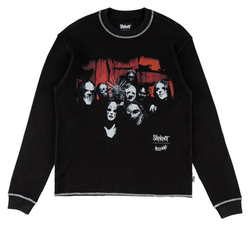 Welcome x Slipknot Masks Contrast Stitch Long Sleeve Thermal Shirt - Black/White
