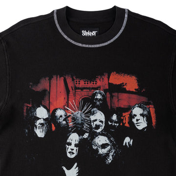 Welcome x Slipknot Masks Contrast Stitch Long Sleeve Thermal Shirt - Black/White