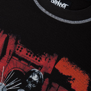 Welcome x Slipknot Masks Contrast Stitch Long Sleeve Thermal Shirt - Black/White