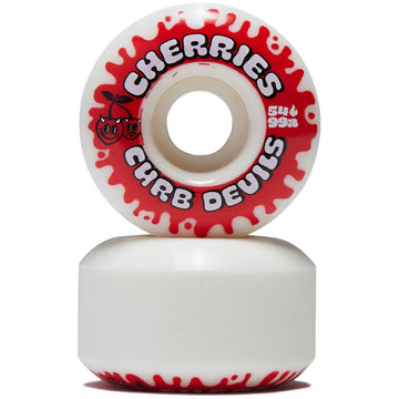 Cherries Curb Devils Classic Shape 99a Skateboard Wheels - White - 54mm
