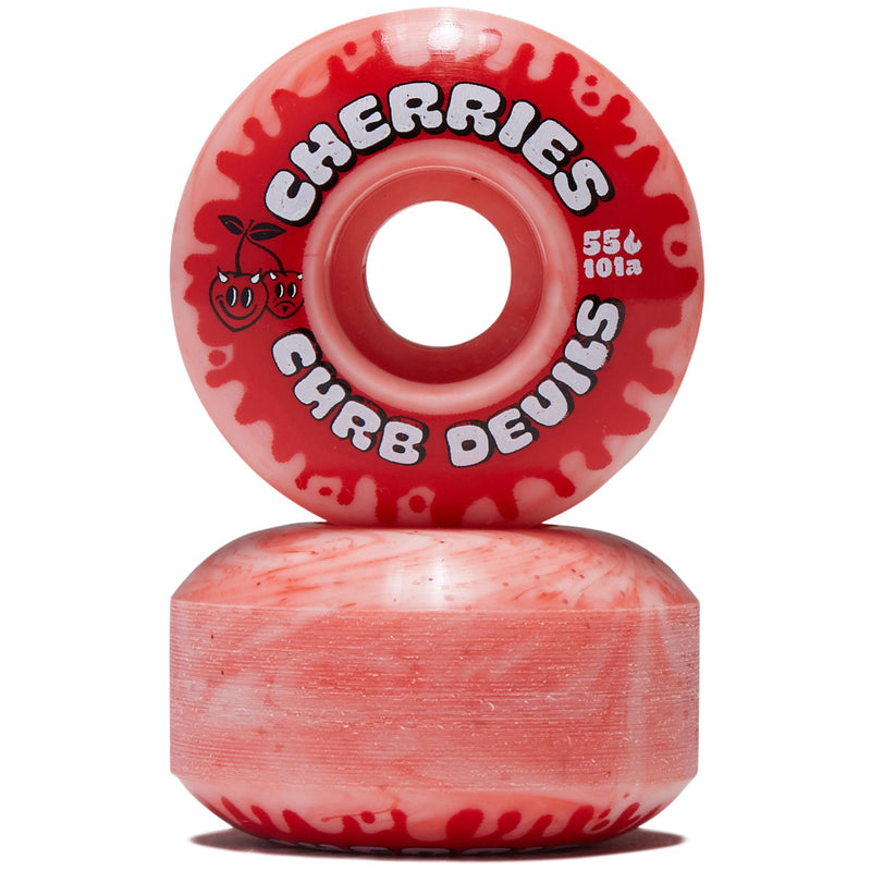 Cherries Curb Devils Classic Shape 101a Skateboard Wheels - Red/White Swirl - 55mm