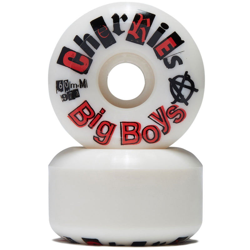Cherries Big Boys Wide Conical Shape 97a Skateboard Wheels - White - 60mm