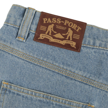 Passport Workers Club Jean Shorts - Washed Light Indigo