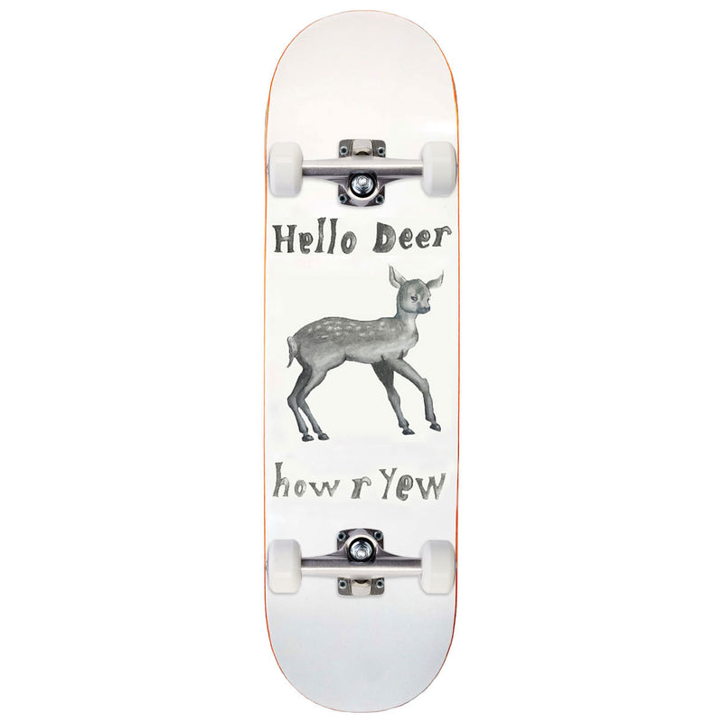 Yew Hello Deer Skateboard Complete - White - 8.50