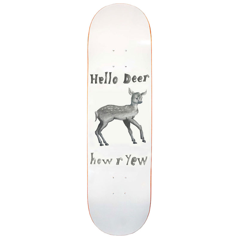 Yew Hello Deer Skateboard Deck - White - 8.75