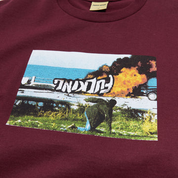 Fucking Awesome Car Burn T-Shirt - Maroon