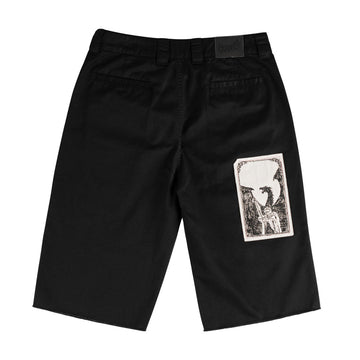 Welcome Shinner Cut-Off Twill Shorts - Black