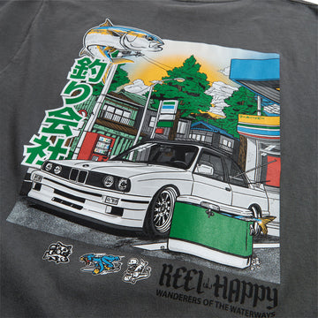 Reel Happy Cars and Fishing T-Shirt - Storm Grey Pigment