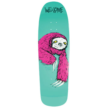 Welcome Sloth On Slappy Slap Skateboard Deck - Teal Dip - 9.50