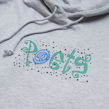 Poets Clique Screened Hoodie - Heather Grey
