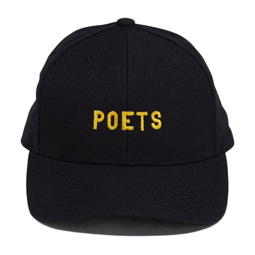 Poets Embroidered Cloth Snapback Hat - Black