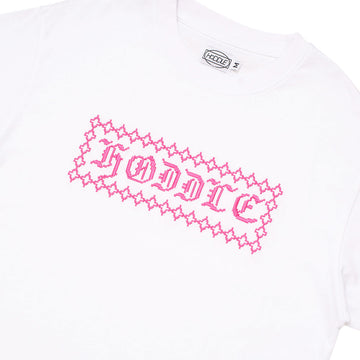 Hoddle Stich Logo T-Shirt - White/Pink