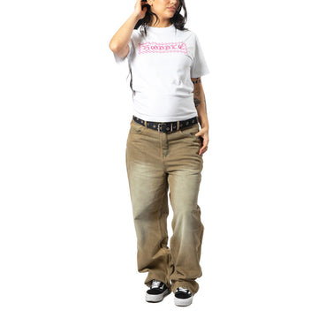 Hoddle Stich Logo T-Shirt - White/Pink