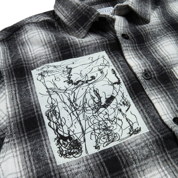 Hoddle Book Long Sleeve Flannel Shirt - Grey Plaid