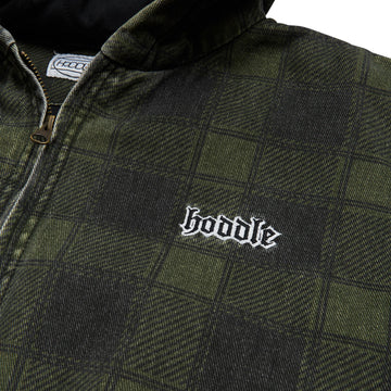 Hoddle Hooded Quilted Denim Jacket - Plaid