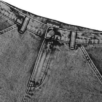 Passport Workers Club 3/4 Jean Shorts - Acid Grey
