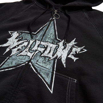 Welcome Allstar Cropped Zip Hoodie - Black