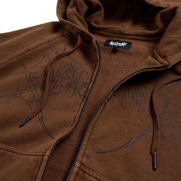 Welcome Grapple Crop Studded Zip Hoodie - Brown