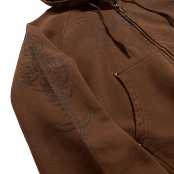 Welcome Grapple Crop Studded Zip Hoodie - Brown