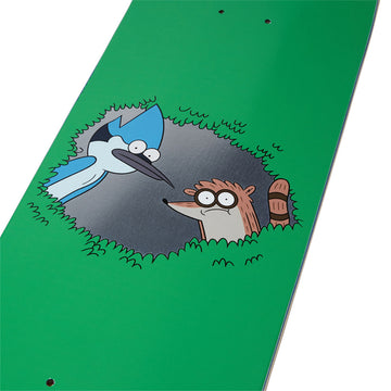 Welcome x Regular Show Shrub Skateboard Deck - Green/Silver Foil - 8.50