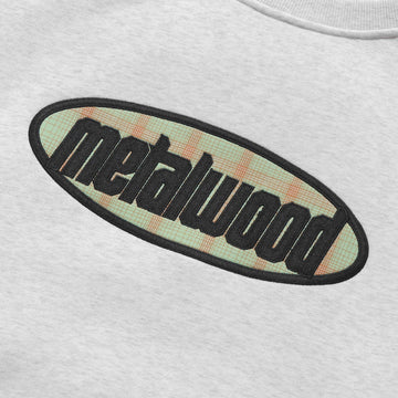 Metalwood Plaid Oval Logo Raglan Crewneck Sweatshirt - Heather Grey