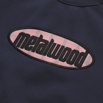 Metalwood Plaid Oval Logo Raglan Crewneck Sweatshirt - Navy