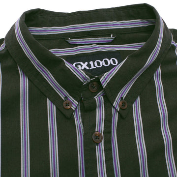 GX1000 Long Sleeve Button Down Shirt - Olive Striped