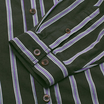 GX1000 Long Sleeve Button Down Shirt - Olive Striped