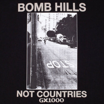 GX1000 Bomb Hills Not Countries T-Shirt - Black/Grey Font