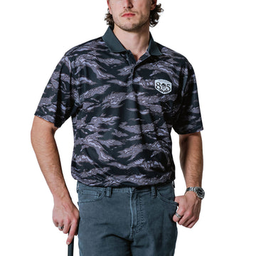 Devereux x 805 Tiger Stripe Polo Shirt - Black Tiger