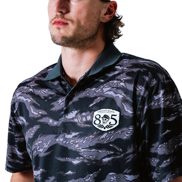 Devereux x 805 Tiger Stripe Polo Shirt - Black Tiger