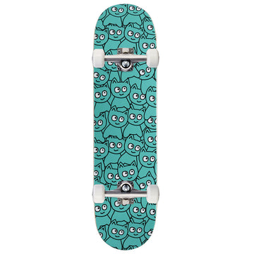 Meow Sticker Pile Skateboard Complete - Teal - 8.00