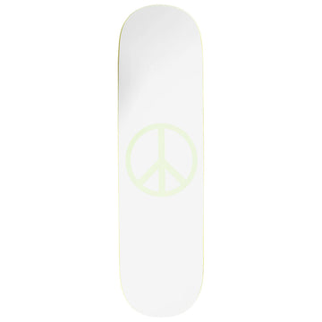 Violet Glow in the Dark Peace Skateboard Deck - White - 8.38