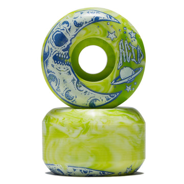 Acid Moon Type A 99a Side Cut Skateboard Wheels - Green/White Swirl - 52mm