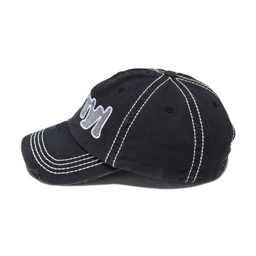 Vinyl Spiral Dad Hat - Distressed Black