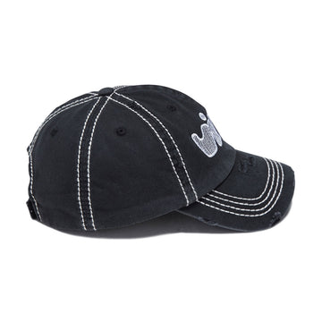 Vinyl Spiral Dad Hat - Distressed Black